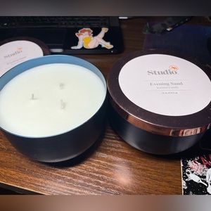 Lot of 2 Studio 3B Evening Sand 18 oz. Metal Bowl Candle Bundle